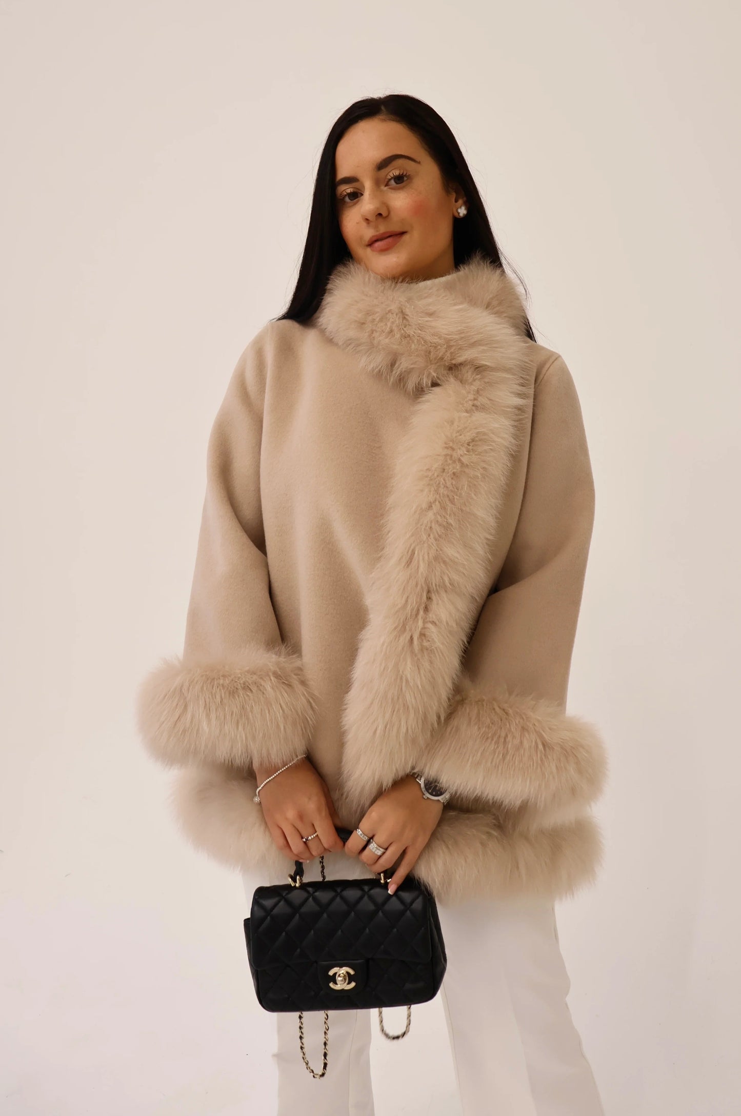 The Genevieve Fur Trim Coat